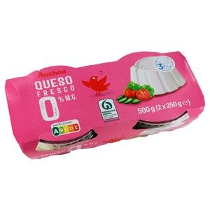 Auchan Queso Fresco 0 % Materia Grasa Pack de 2 X 250 G. Producto Alcampo 500 G