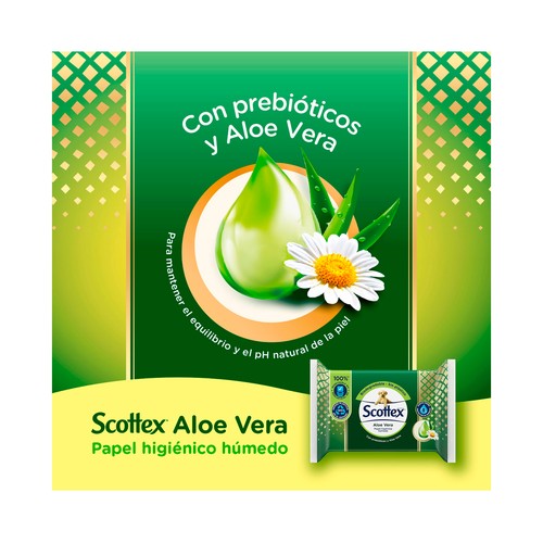 SCOTTEX Calm Papel higiénico húmedo (toallitas WC), con aloe vera, especial pieles sensibles 66 uds.