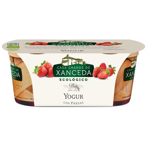 CASA GRANDE DE XANCEDA Yogur con fresas ecológico pack 2x125 gr,