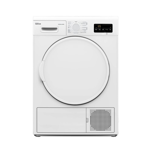 Secadora por condensación con bomba de calor QILIVE Q.6965, capacidad de secado: 8KG, H: 84,5cm, A: 59,6cm, F: 60,9cm.