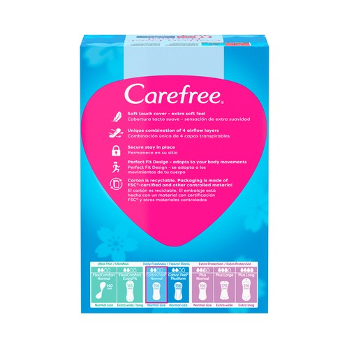 CAREFREE Feel Protege slips absorventes y transpirables con fragancia fresca 40 uds.