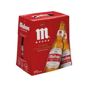 Imagen de MAHOU 5 ESTRELLAS Cervezas pack de 6 botellas. 25 cl.