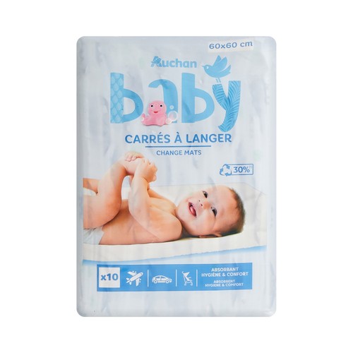 Cambiador desechable de 60 x 60 cm PRODUCTO ALCAMPO Baby 10 uds.