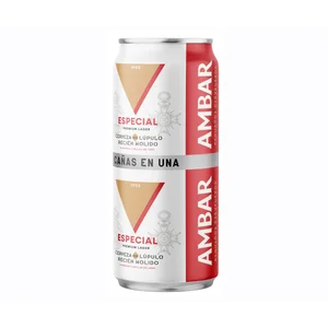 AMBAR PREMIUM  Cerveza lata de 50 cl.