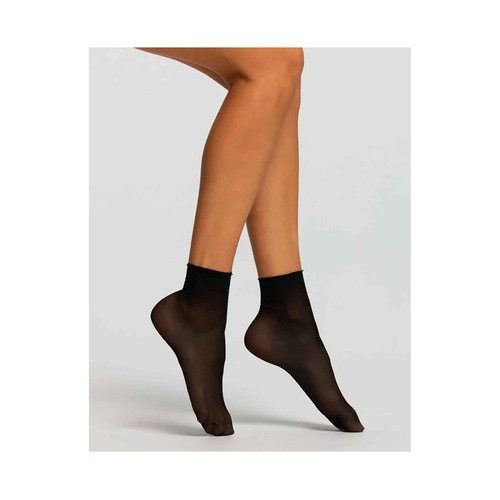 Pack de 2 pares de tobilleros, 40den, POMPEA, color negro, talla única.