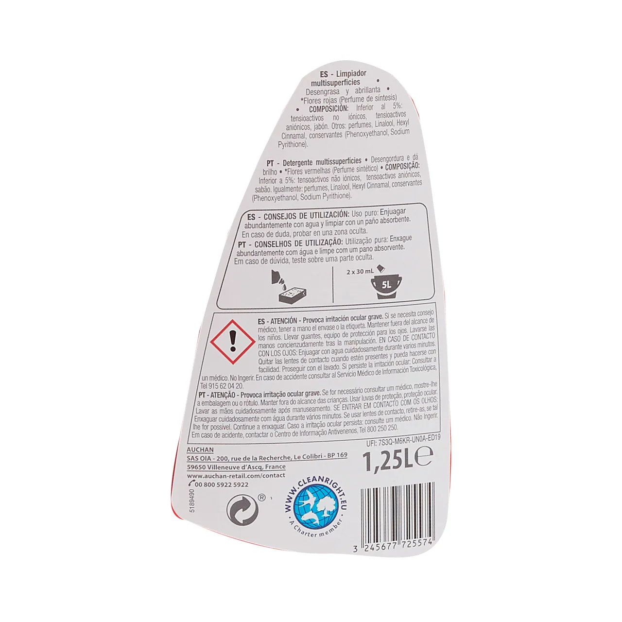 PRODUCTO ALCAMPO Limpiahogar multisuperficies con aroma a flores rojas 1,25 L.