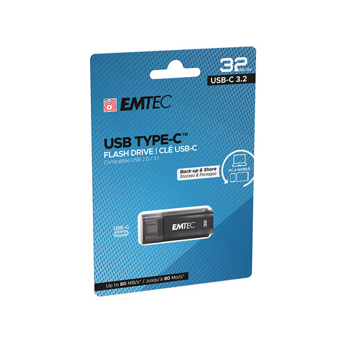 Memoria USB 32GB SANDISK Emtec, conexión USB3.2 tipo-C.