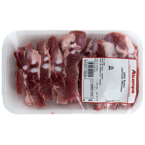 Tiras de costilla de cerdo blanco.