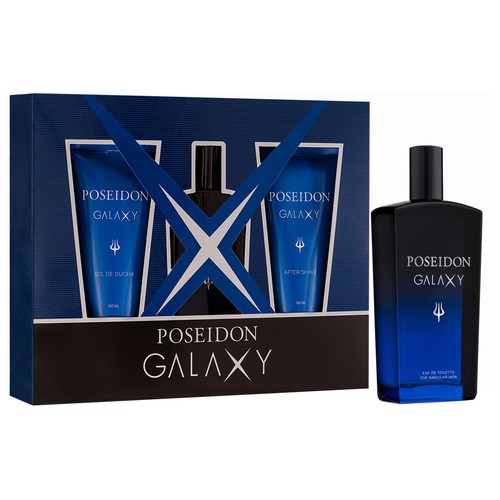 POSEIDON Galaxy Estuche para hombre con colonia, gel y after shave.