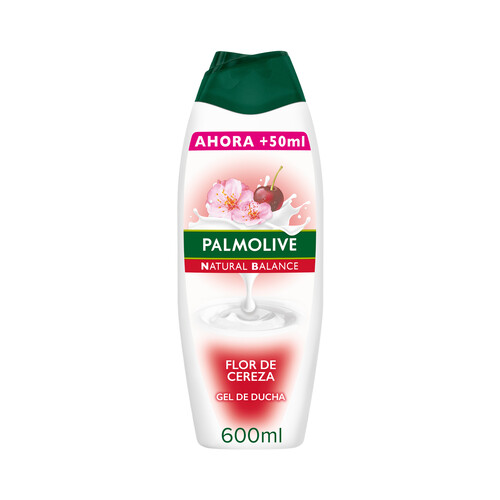 PALMOLIVE Natural balance Gel de baño o ducha con textura crema, enriquecido con extracto de flor de cereza 600 ml.