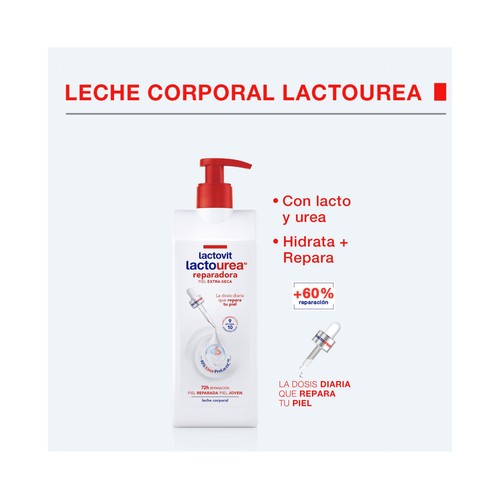 LACTOVIT Lactourea Leche corporal reparadora para piel extra seca 400 ml.