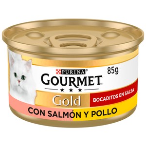 PURINA GOURMET Gold  Comida para gatos húmeda a base de Salmón y Pollo PURINA GOURMET tarrina 85 g.