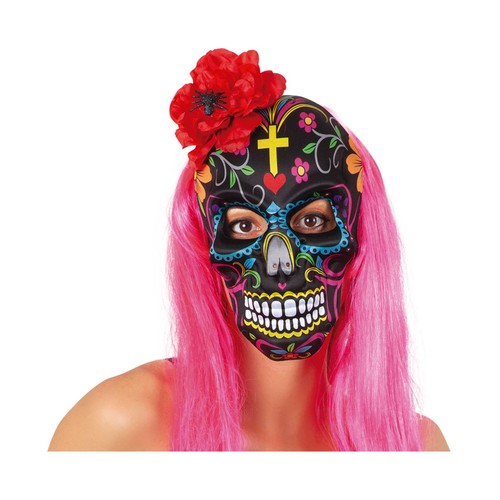 Máscara plástico, Katrina con rosa y araña. RUBIES