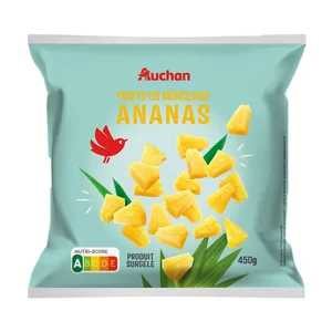AUCHAN Piña en trozos ultracongelada 450 g.