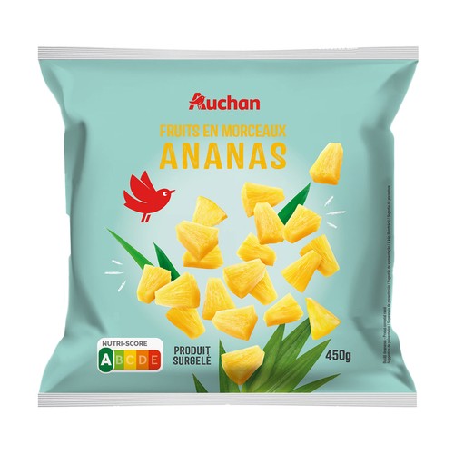 AUCHAN Piña en trozos ultracongelada 450 g.