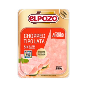 Imagen de EL POZO Chopped pork tipo lata sin gluten, cortada en lonchas 250 g.