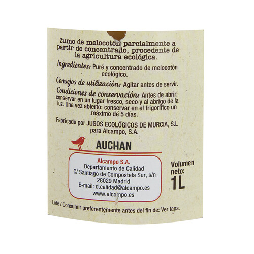 ALCAMPO ECOLÓGICO Zumo de melocotón ALCAMPO ECOLÓGICO 1 l.