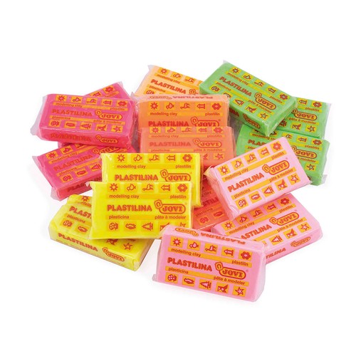 Pastilla plastilina de 50 gramos colores neón, JOVI.