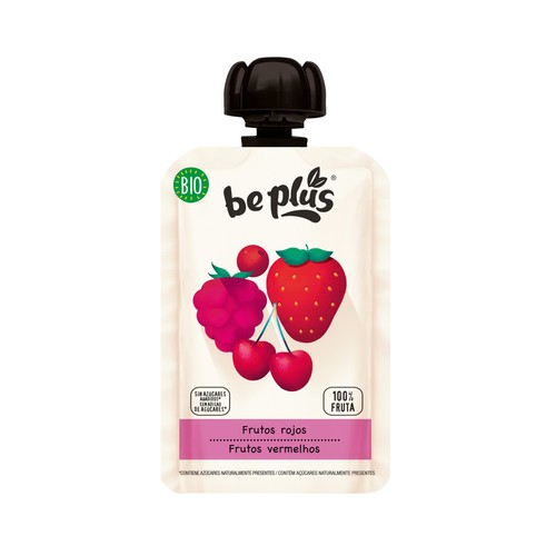BE PLUS Bolsita de frutos rojos, ecológica, a partir de 4 meses BE PLUS Bio 100 g.