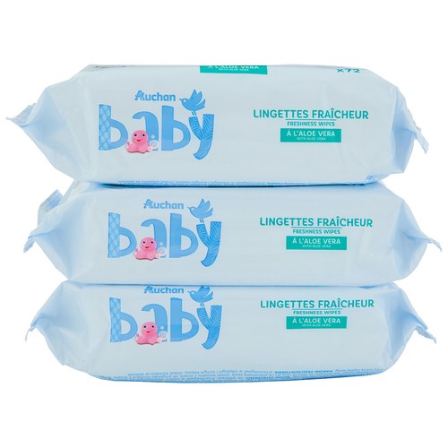 PRODUCTO ALCAMPO Baby Toallitas húmedas para bebé con aloe vera y acción refrescante 3 x 72 uds.
