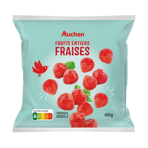 AUCHAN Fresas enteras ultracongeladas 450 g.