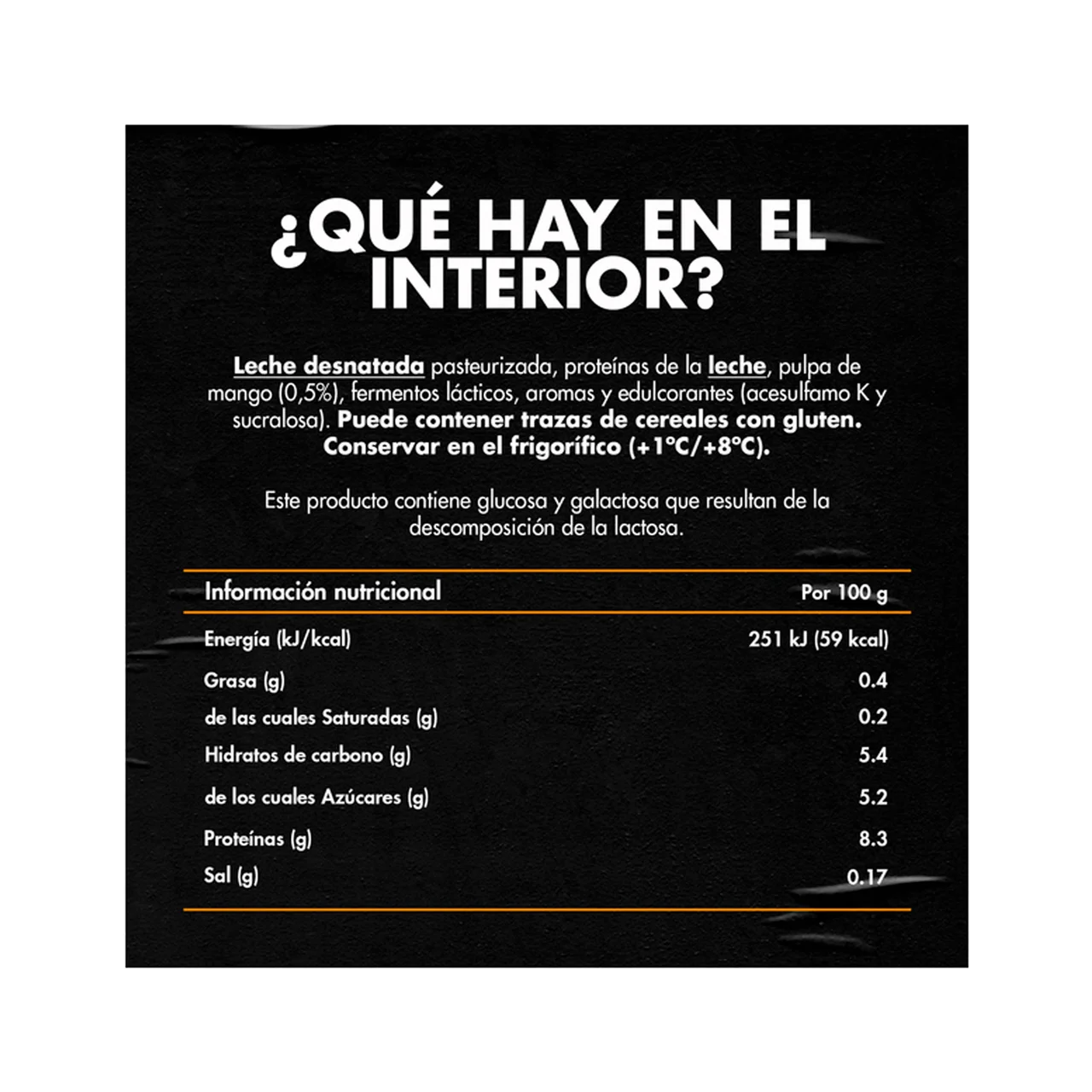 Leche fermentada con proteínas y sabor a mango, sin azúcares añadidos, ni grasa de Danone 291 ml.
