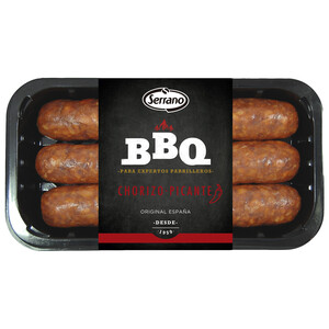 Imagen de Bandeja con chorizos picantes especiales para barbacoa SERRANO 400 g.