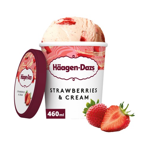 HÄAGEN-DAZS Tarrina de helado de fresa con trocitos de fresa 460 ml.