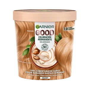 GARNIER Coloracion permanente sin amoniaco, tono 7.0 Rubio almendra GARNIER Good.