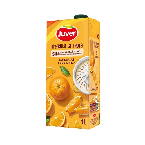 Néctar de naranja, sin azúcares añadidos JUVER brick de 1 l.