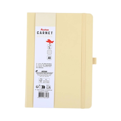 Cuaderno A5 cuadriculado 96 hojas color beige Your Life. ALCAMPO