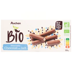 PRODUCTO ALCAMPO Bio Galletas de palitos de chocolate con leche ecológicos 125 g.