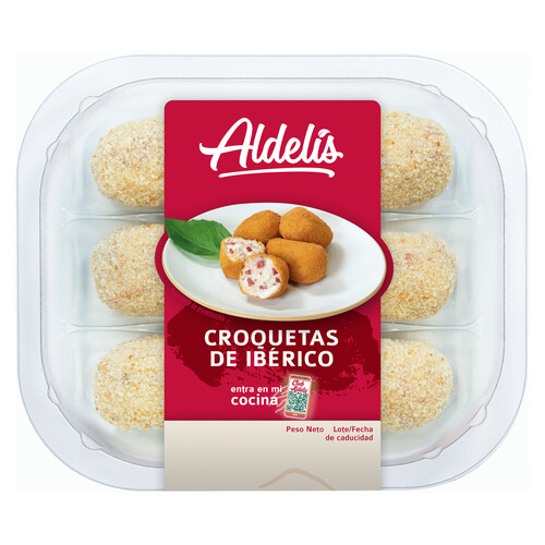 Croquetas con jamón ibéricos, listas para freir ALDELÍS 6 uds.