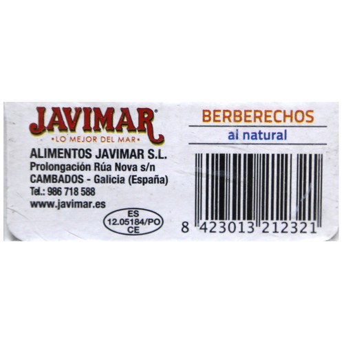 JAVIMAR Berberechos al natural 35/45 63 g.