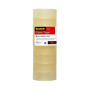 Imagen de 8 rollos de celo 33m de cintas adhesivas transparentes de 19 mm de ancho SCOTCH 508.