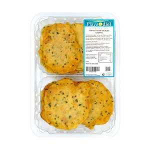 PLAYA ODIEL Tortillitas de bacalao caseras bandeja.