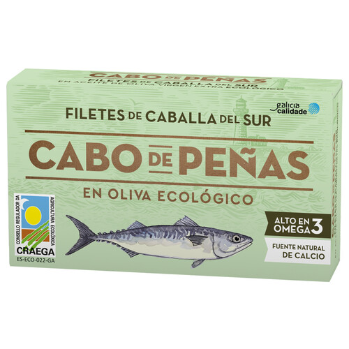 CABO DE PEÑAS Filete Caballa en Aceite de Oliva ecológico. CABO DE PEÑAS 53 g.