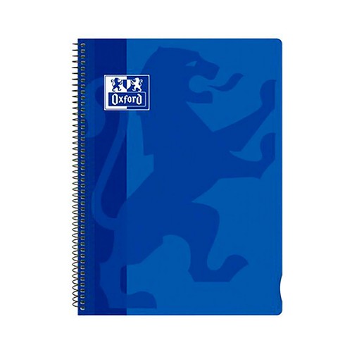 OXFORD SCHOOL CLASSIC Fº Tapa de plástico cuaderno espiral 4x4 con margen 80 Hojas AZUL MARINO, OXFORD.