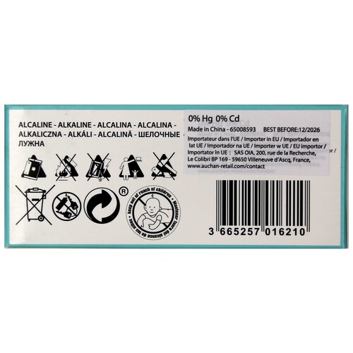 Pack de 10 pilas alcalinas, AAA, LR03, 1,5V, PRODUCTO ALCAMPO.