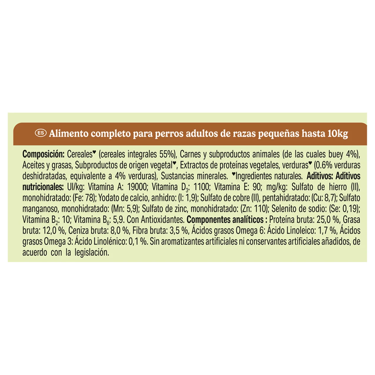 Comida para perro mini rica en buey 3 kg.
