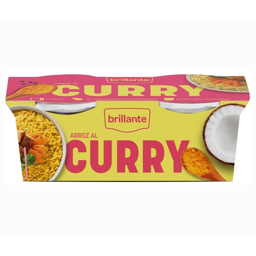 BRILLANTE Arroz al curry verde en tarrina 2 X 125 gr.