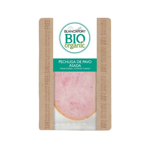 BLANCAFORT Pechuga de pavo asada ecológica en lonchas ecológica BLANCAFORT BIO ORGANIC 80 g.