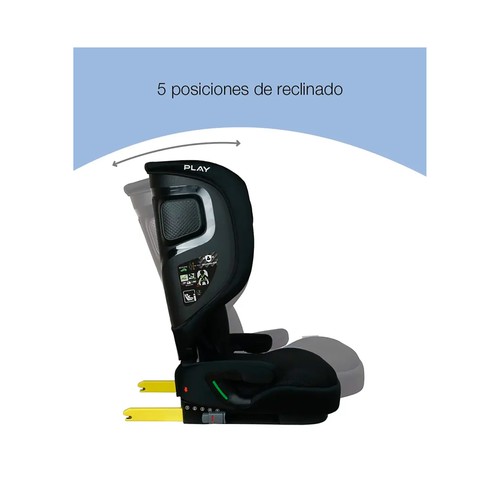 Elevador auto PLAY Two I-size color negro,100-150 cm, cabezal ajustable multiposiciones, 5 posiciones de reclinado