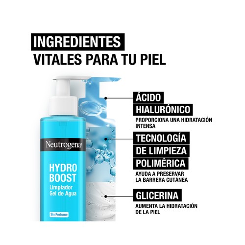 NEUTRÓGENA Hydro boost Limpiador facial hidratante (gel de agua) sin perfume apto para pieles sensibles 2 x 200 ml.