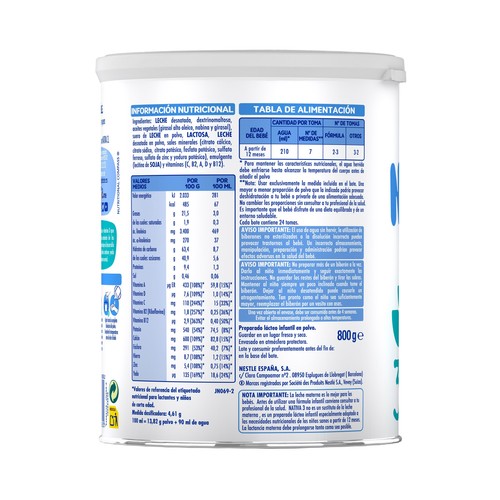 NATIVA 3 de Nestlé Leche (3) de crecimiento en polvo, a partir de los 12 meses 800 g.