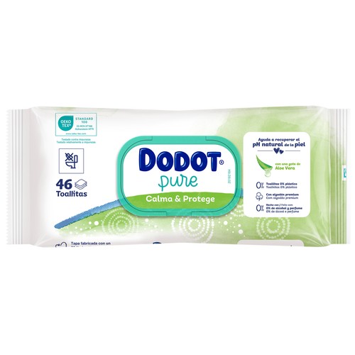DODOT Pure calma & protege Toallitas húmedas para bebé con aloe vera 46 uds.