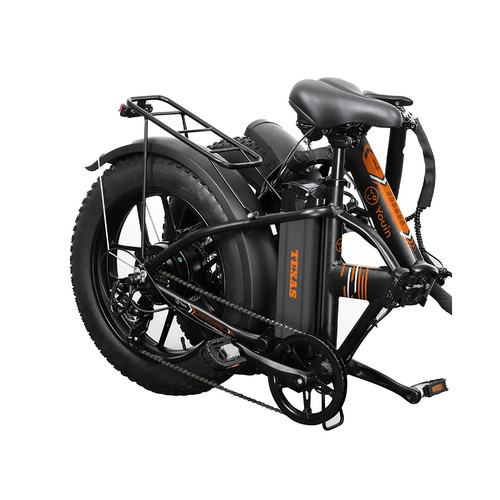 Bicicleta eléctrica YOUIN BK1201B Texas V3 plegable de color negro,  250W 36V, autonomía de 45Km, 25Km/h, ruedas 20" FAT..
