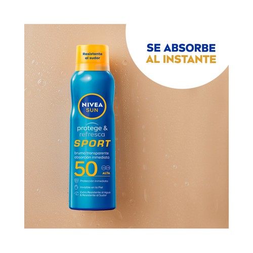 NIVEA Sun protege & refresca sport Spray solar con textura bruma con FPS 50 (alto) 200 ml.