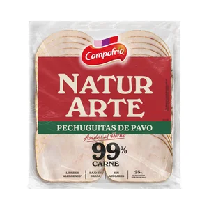 CAMPOFRÍO Natuarte Pechuguitas de pavo asadas al horno, cortada en lonchas 90 g.