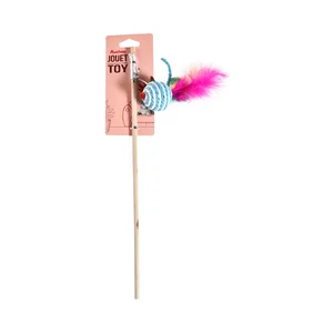 PRODUCTO ALCAMPO Juguete para gatos palo de madera 40 cm con ratón.